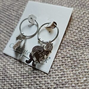 Coldwater Creek Silver Cat Earrings NWT